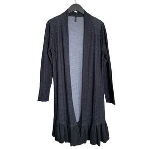 edista Women's Tunic Cardigan Size Medium Dark Gray w/ Ruffles SOFT